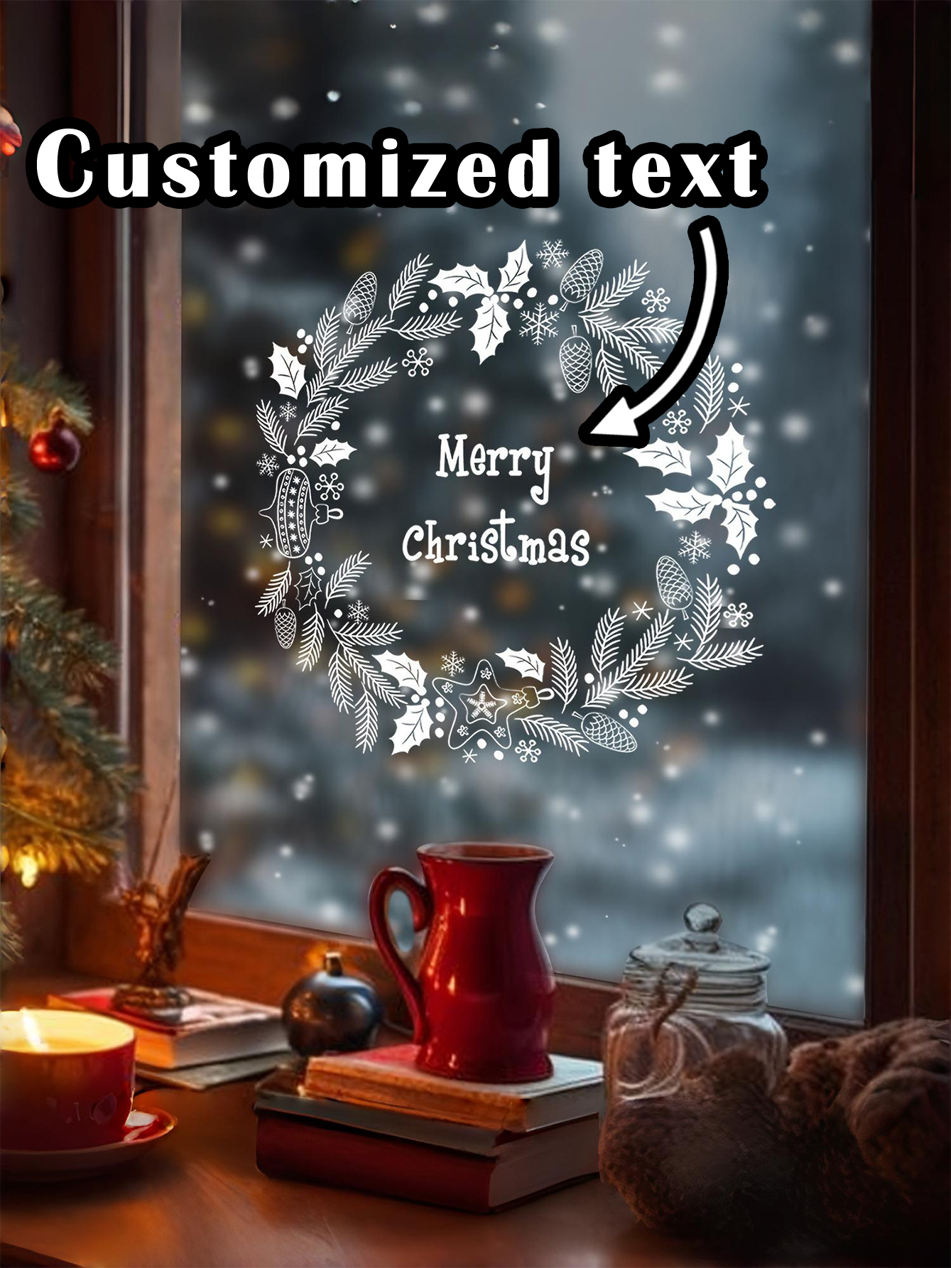 Christmas Wreath Window Sticker Decoration